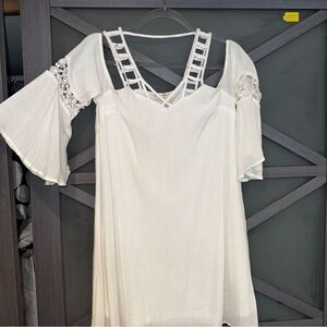 Entro Ivory Lattice Neck Dress NWT